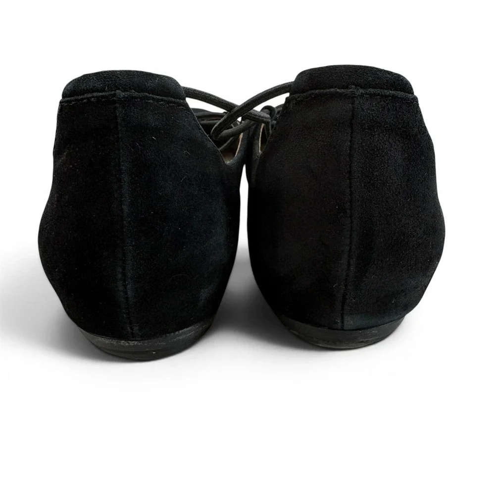 Earthies by Earth Women's 10 Black Suede Essen Lace Up Ballet‎ Flats Pointed Toe